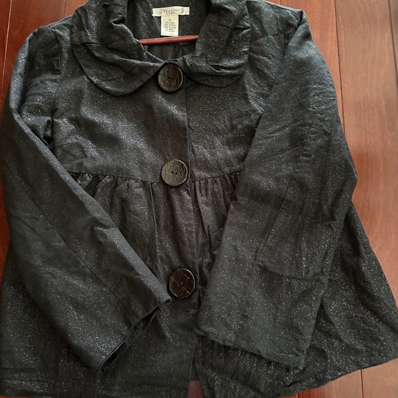 Vertigo Paris Black Linen Shimmer Top Cardigan Large Snap Buttons Size S NWOT - Picture 2 of 9